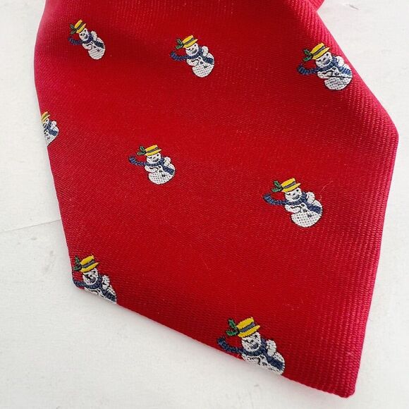 Jos. A. Bank Red Snowman Silk Tie Christmas Tie Holiday Tie - Picture 3 of 8